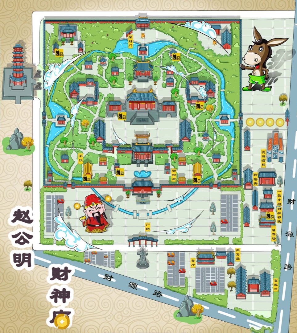 龙湖镇寺庙类手绘地图